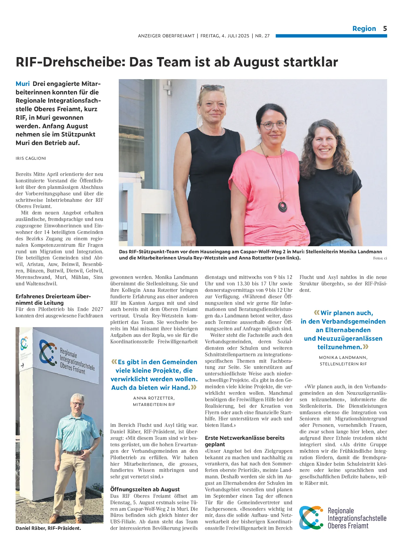 RIF-Drehscheibe: Das Team ist ab August startklar