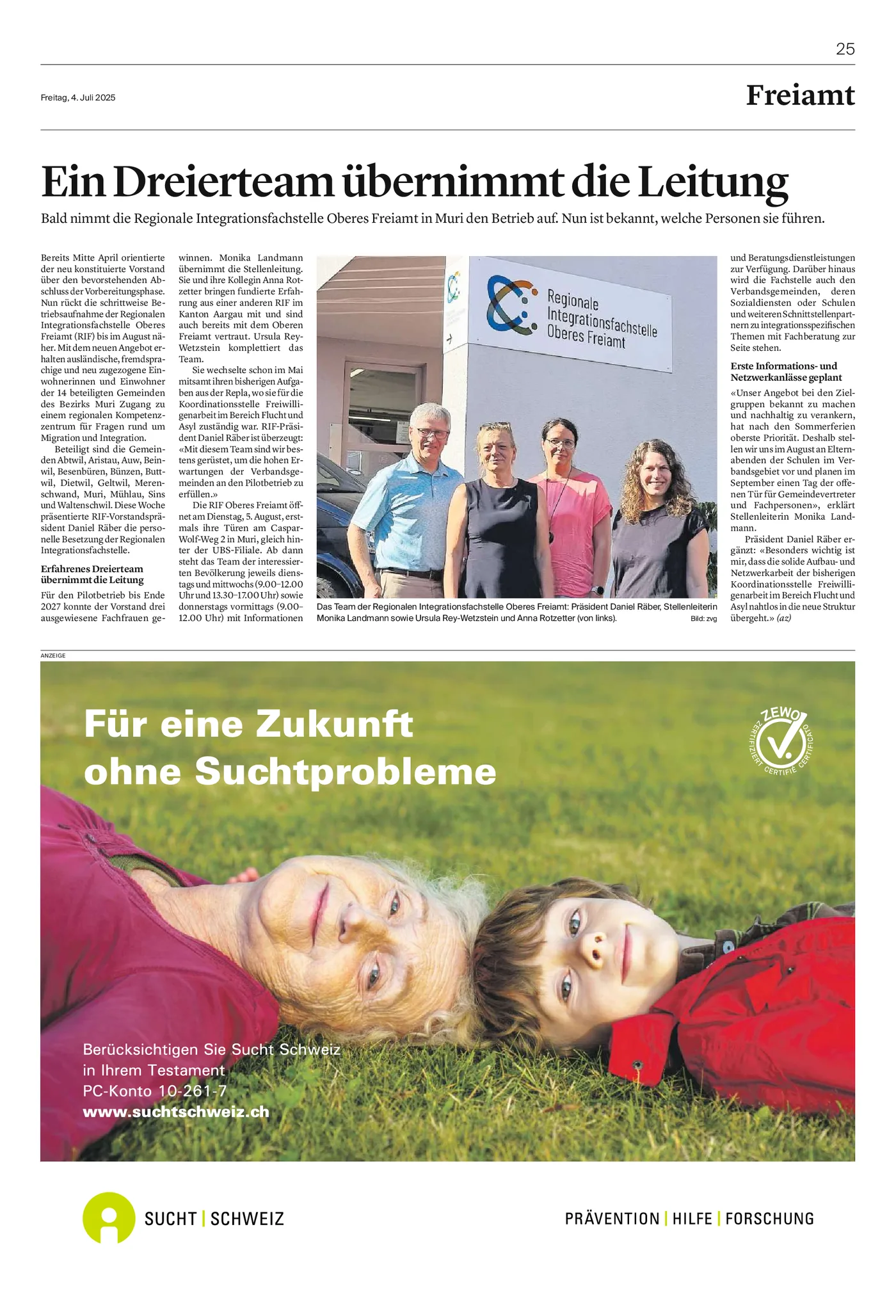 Ein Dreierteam übernimmt die Leitung